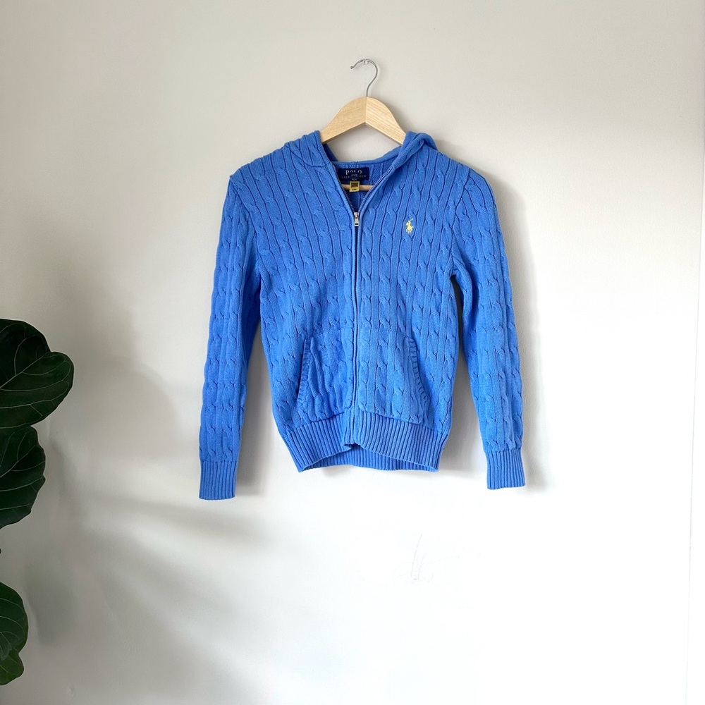NWT Polo Ralph Lauren Kids Cable Knit Zip Up Sweater Sz 10/12 Pony Spring Easter